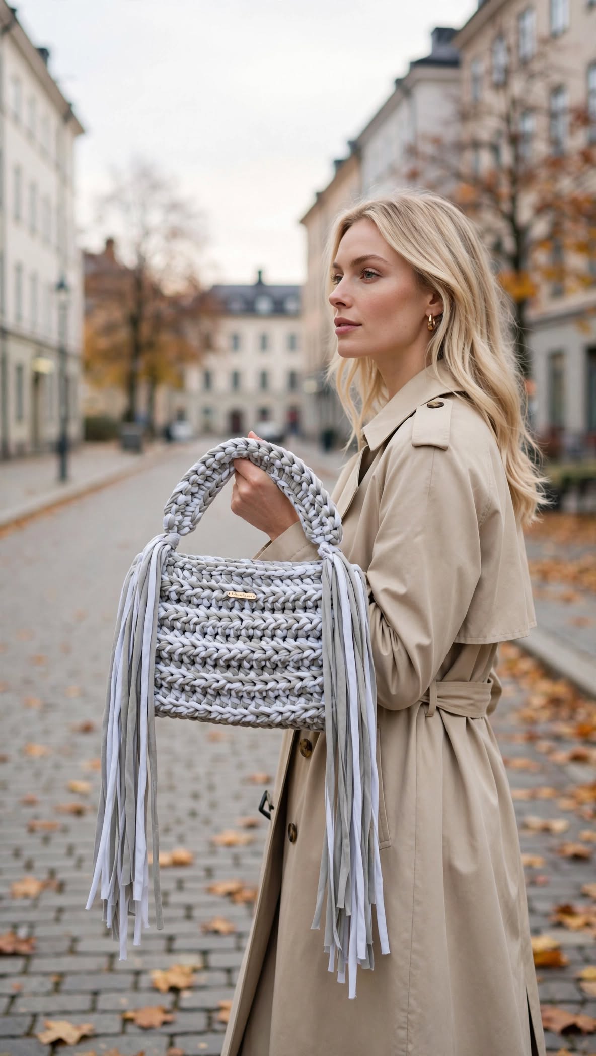 MIST – Handstickad väska med silverkedja