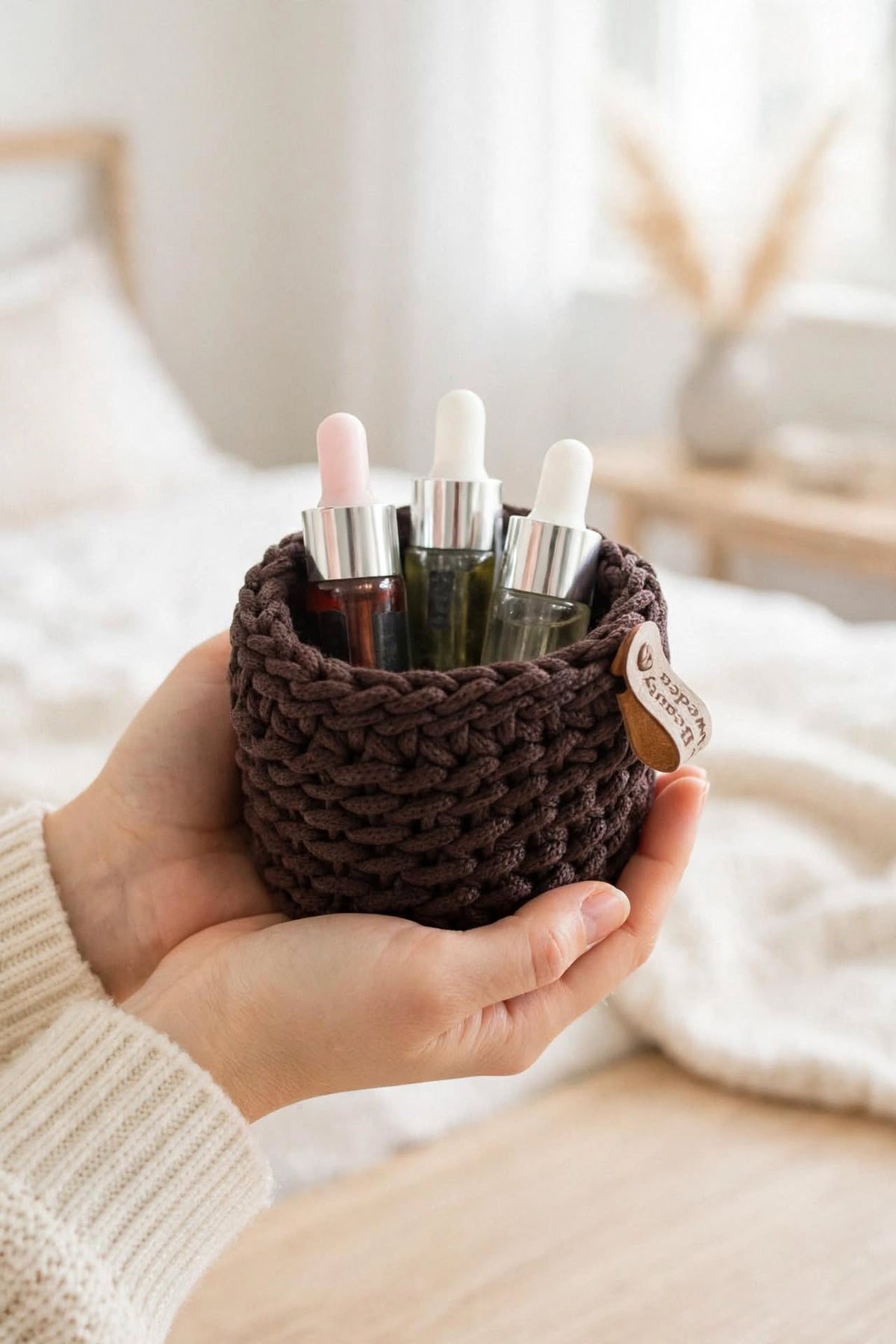 Trio-set – Nagelvårdsoljor & Handvirkad Organizer