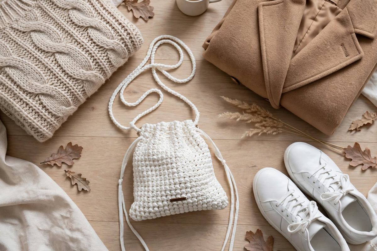 LUNE – Handstickad påsväska i ivory
