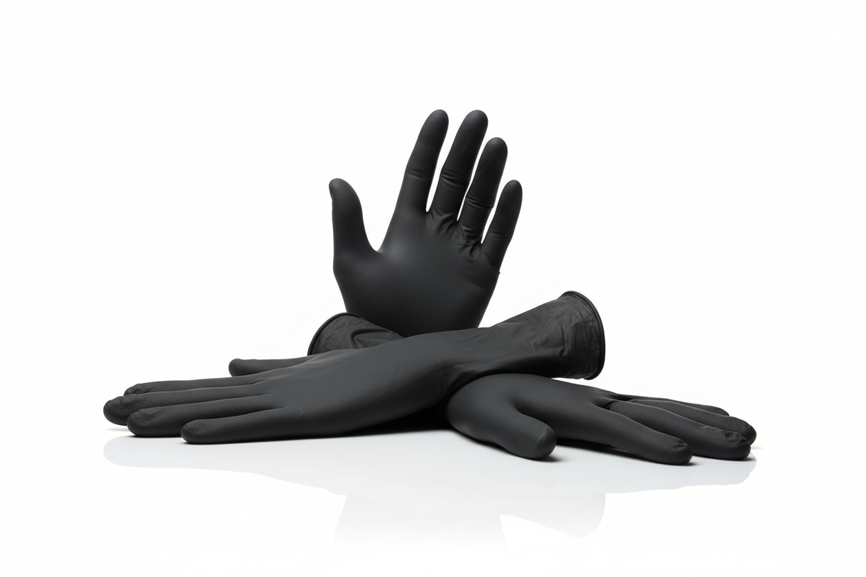 Svarta handskar elegant arrangerade