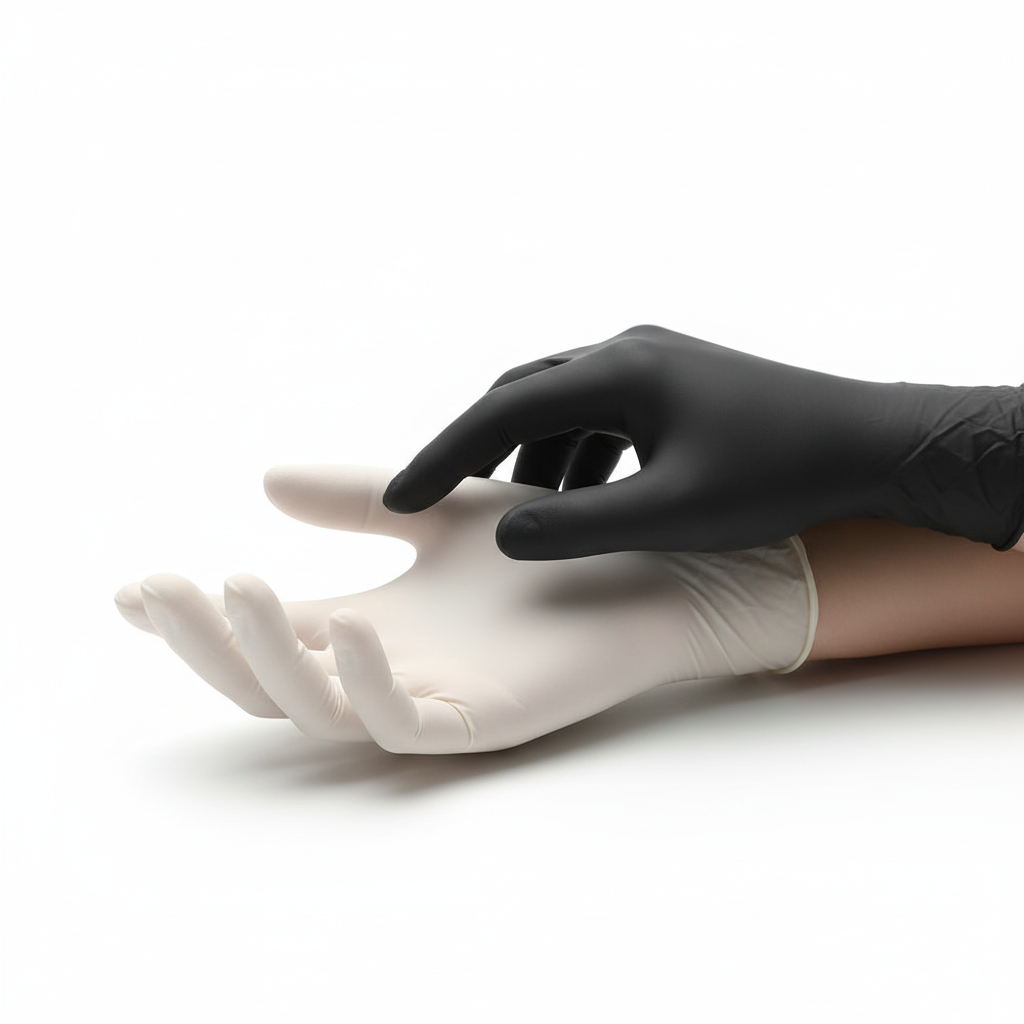 Vita och svarta handskar tillsammans