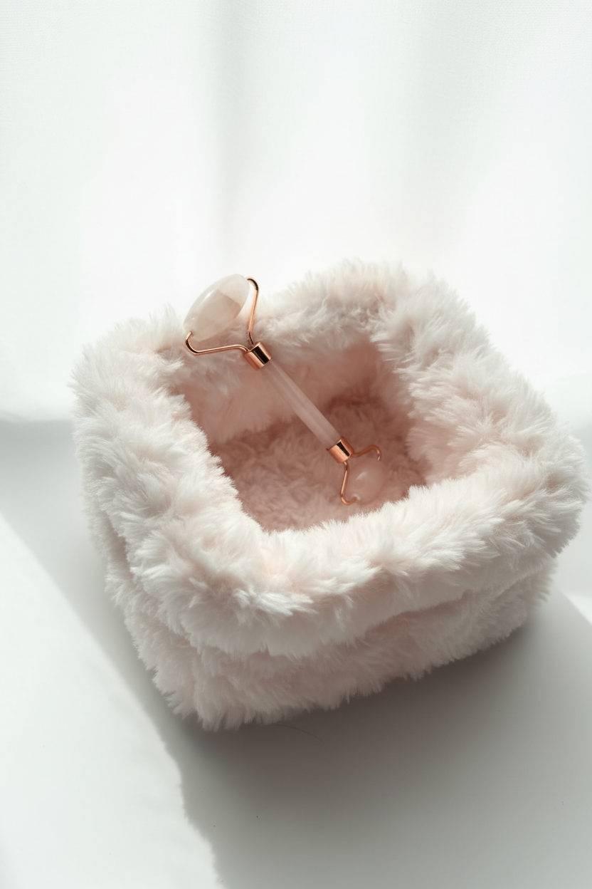 White fluffy pouch – background only